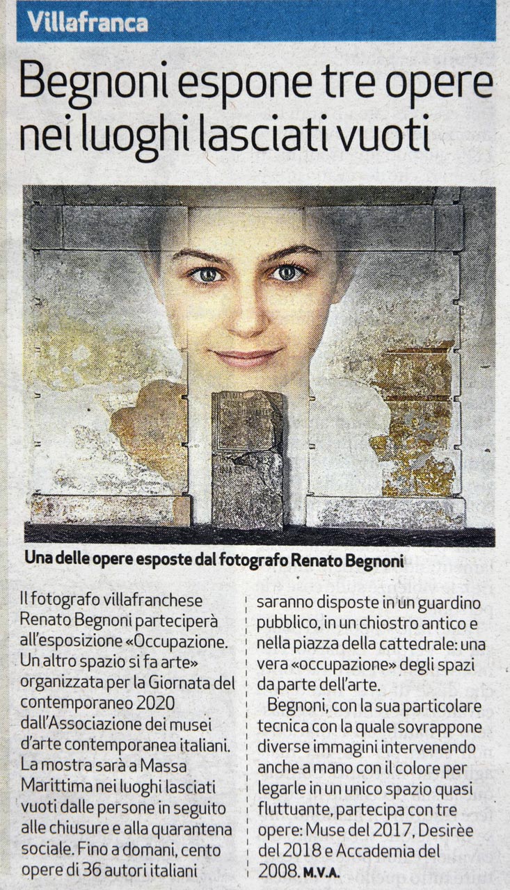 Begnoni espone tre opere nei luoghi lasciati vuoti